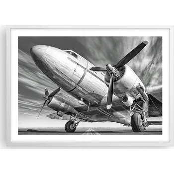 Obraz Plakát v bílém rámu do obýváku ložnice 70x50 letadlo moderní obraz