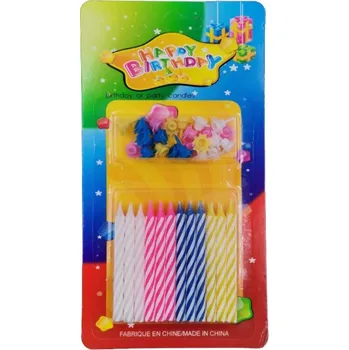 Dortová svíčka Narozeninové svíčky na dort barevné pletené 24ks
