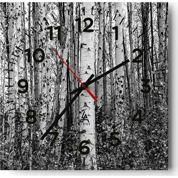 Hodiny Nástěnné hodiny do obýváku 40x40 Les Tiché hodiny na skle Stylové