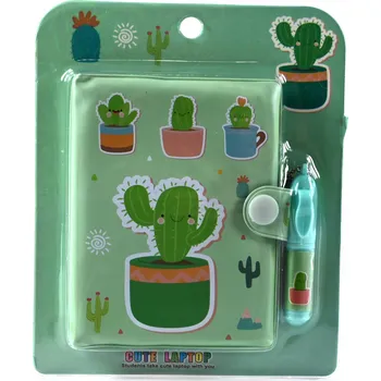 ZELENÝ NOTES S PEREM MINI SEŠIT PRO DĚTI KAKTUS