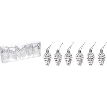 Vánoční dekorace PLASTOVÉ VÁNOČNÍ BAŇKY NA VÁNOČNÍ DEKORACE ŠIŠKY 6 KS