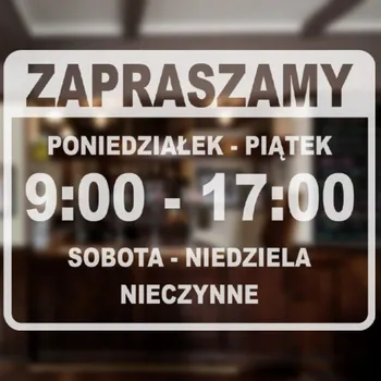 Obraz MLÉČNÁ Samolepka na Sklo Dveře Kancelář OTEVÍRACÍ DOBA 30x40