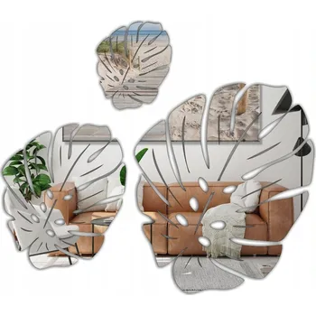 Zrcadlo Akrylové Zrcadlo listy | 3 ks | Stříbrné 3D dekorativní zrcadlo