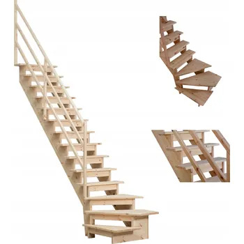 Schodiště Kornik Interiérové schody Dřevěné Točité Levotočivé se zábradlím