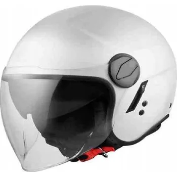 Helma na motorku MOTOCYKLOVÁ PŘILBA OTEVŘENÁ JET VCAN H595 BÍLÁ LESKLÁ XL SKÚTR MOTOCYKL