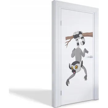 Fototapeta Ozdobná samolepka na dveře do obýváku, kuchyně, ložnice - Veselý lemur 95x205 cm