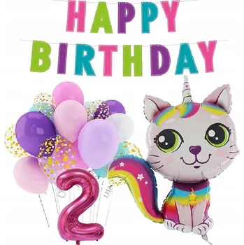 Balónek BALÓNKY sada s konfetami k narozeninám 2 ROKY KOŤÁTKO