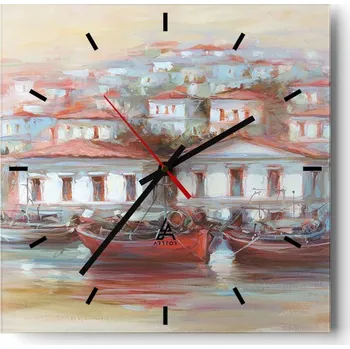 Hodiny Velké nástěnné hodiny 40x40 Architektura Skleněné hodiny Tiché