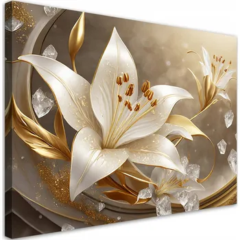 Obraz OBRAZ NA PLÁTNĚ NA ZEĎ ZLATÁ KVĚTINA GLAMOUR 90x60