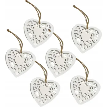 Vánoční dekorace Dřevěné vánoční baňky bílé 6 ks