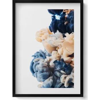 Obraz Nástěnný obraz v černém rámu dekorace interiéru Hustý barevný dým 50x70 cm