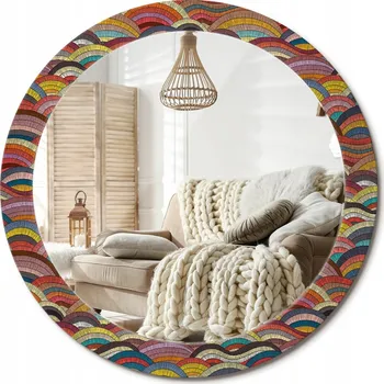 Zrcadlo Moderní dekorativní kulaté zrcadlo na zeď s potiskem průměr 80 cm Ornament