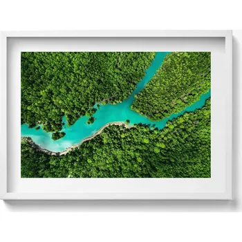 Obraz Obraz nástěnná dekorace Řeka v tropických lesích z ptačí perspektivy 70x50 cm