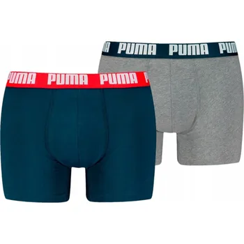 Boxerky PUMA PÁNSKÉ BOXERKY SLIPY BOXER 2 KS ŠEDÉ/TMAVĚ MODRÉ vel. L