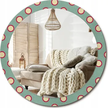 Zrcadlo Stylové kulaté zrcadlo na zeď s potiskem Kruhy tečky průměr 90 cm
