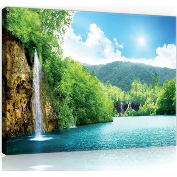 Obraz OBRAZ NA PLÁTNĚ CANVAS 60x40 HORY VODOPÁD