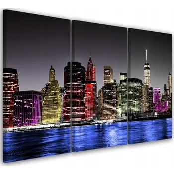 Obraz Feeby Třídílný obraz na plátně Architektura Skyline New York 60x40 cm