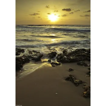 Obraz Plakát Západ slunce nad pláží Palmachim bez rámu 21 x 29,7 cm