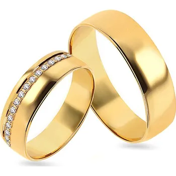 Prsten Zlaté snubní prsteny s kamínky, šířka 4 až 7 mm SKOB121 + dárkové balení LUXUS zdarma