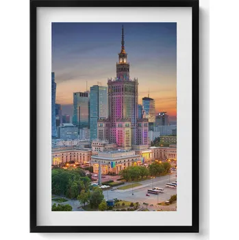 Obraz Dekorativní obraz v rámu na zeď Varšava Západ slunce panorama 50x70 cm
