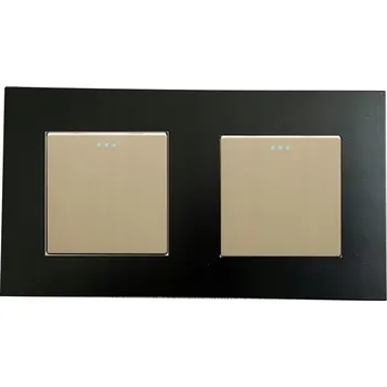 vypínač JEDNOPÓLOVÝ DVOJITÝ VYPÍNAČ SVĚTLA 1+1 PLAST ČERNO-ZLATÝ