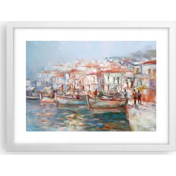 Obraz Obraz plakát v bílém rámu do obýváku 40x30 přístav moře foto na zeď