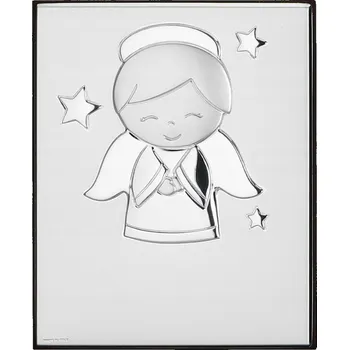 Obraz Stříbrný obrázek na křtiny andílek s hvězdičkou | Rozměr: 6x7.5 cm