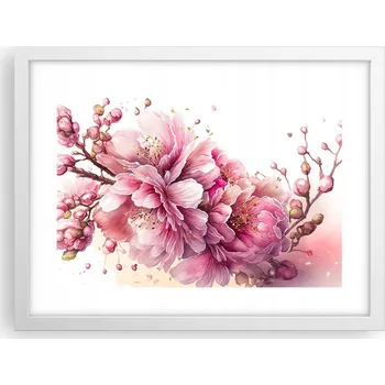 Obraz Obraz plakát v bílém rámu do obýváku 40x30 kvetoucí foto plakáty na zeď