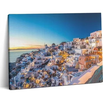 Obraz Canvas Obraz Moderní Do Obýváku Západ Slunce Santorini 80x60 cm