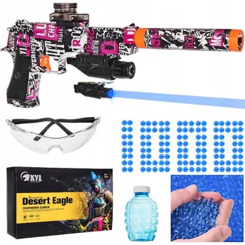 Dětská zbraň AUTOMATICKÁ PISTOLE GLOCK S GRAFIKOU NA GELOVÉ KULIČKY + ZAMĚŘOVAČ, BRÝLE + 1000 KULIČEK