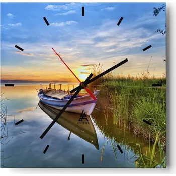 Hodiny Velké nástěnné hodiny 40x40 Krajina Skleněné hodiny Tiché