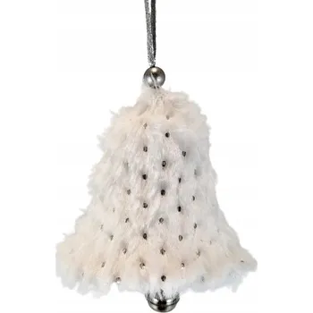 Přívěsek ZÁVĚSNÁ TEXTILNÍ DEKORACE ZVONEK BÍLÝ
