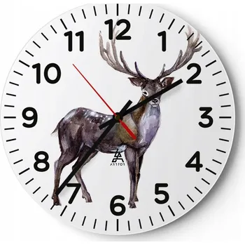 Hodiny Nástěnné hodiny do obýváku 40x40 Zvířata Kulatý Skleněné hodiny Loft Tiché
