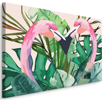 Obraz Obraz plameňáci ptáci listy exotické 3D 70x50