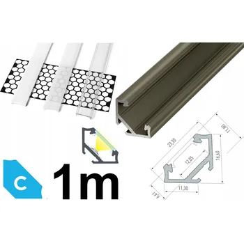LED osvětlení Hliníkový profil pro LED pásek C 1M inox