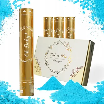 Obraz Konfety a dým v prášku Gender Reveal Pohlaví Dítěte 4x Tuba Modrá