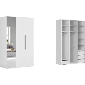 Šatní skříň BRW FLEX šatní skříň 150/122, bílá/zrcadlo