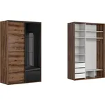 BRW FLEX šatní skříň 150/97, dub monastery/černý lesk