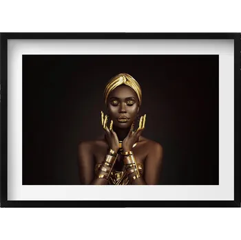 Obraz Závěsný obraz rámeček černé barvy Portrét africké ženy 70x50 cm