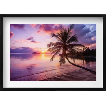 Obraz Nástěnný obraz dekorace interiéru Palma na pláži při západu slunce 70x50 cm