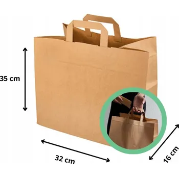 Nákupní taška Papírové tašky s uchem | Eko tašky z papíru | 35x32x16 cm 50 ks