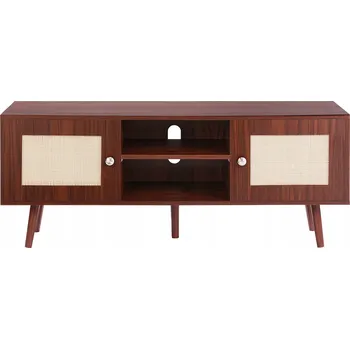 Televizní stolek VEVOR Ratanový TV stolek 140 CM do obývacího pokoje, ratanová ořechová barva