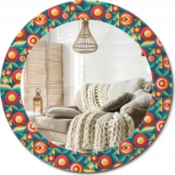 Zrcadlo Zrcadlo s ozdobným okrajem Geometrické ovoce a listy Ø 60 cm