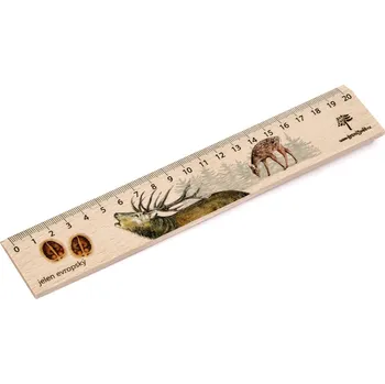 pravítka Lesní svět Dřevěné pravítko 20 cm - Jelen evropský
