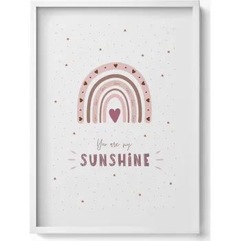 Obraz Obraz + rámeček Roztomilý obrázek duhy a nápis You are my sunshine 50x70 cm
