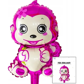 Balónek FÓLIOVÝ BALÓNEK RŮŽOVÁ OPICE 3D - DEKORACE NA NAROZENINOVOU OSLAVU