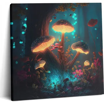 Obraz Obraz na plátně Canvas Dekorace do interiéru Ložnice Les a Magické houby