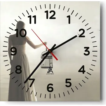 Hodiny Nástěnné hodiny do obýváku 40x40 Žena Bezhluké hodiny na skle Tiché