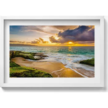 Obraz Dekorativní obraz v rámu do obýváku Pláž při západu slunce 60x40 cm