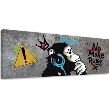 Obraz OBRAZ NA PLÁTNĚ Banksy DJ Opice CANVAS 90x30